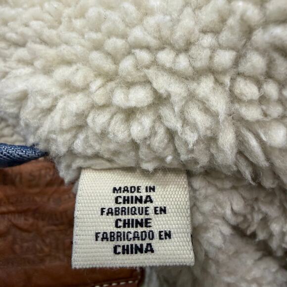 Levis Lengthened Sherpa Trucker Jacket Women's Large Blue Collared Denim Western - Picture 5 of 9